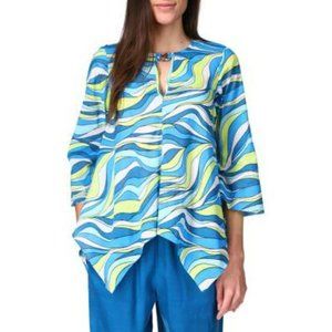 Michael Michael Kors Cotton Printed Hardware Handkerchief-Hem Top